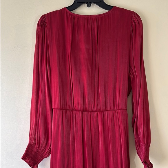 Lauren Conrad Dress Burgundy Boho Wrap Long Sleeve High Low in Size L NWT - Picture 11 of 13